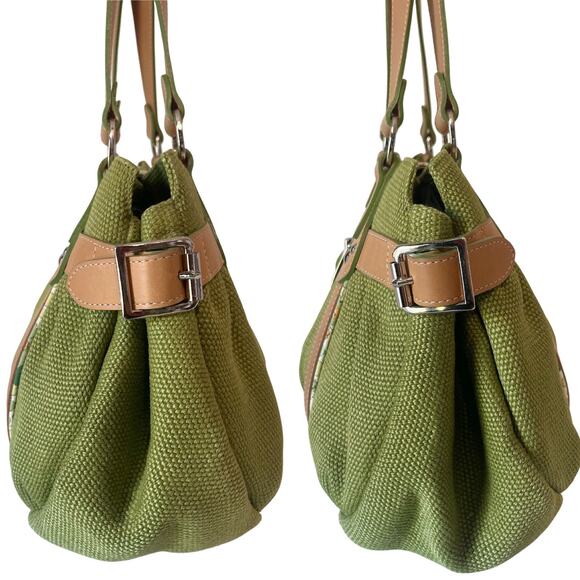 RARE Longchamp Idole Belted Green Floral Shoulder Bag Canvas Floral Vintage Y2K - Picture 4 of 11